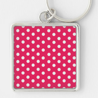 Pink And White Polka Dots Key Ring