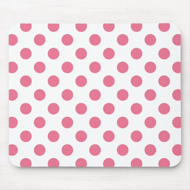 Pink and white polka dots mouse pad (Front)