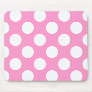 Pink and White Polka Dots Mouse Pad