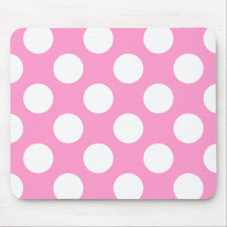 Pink and White Polka Dots Mouse Pad