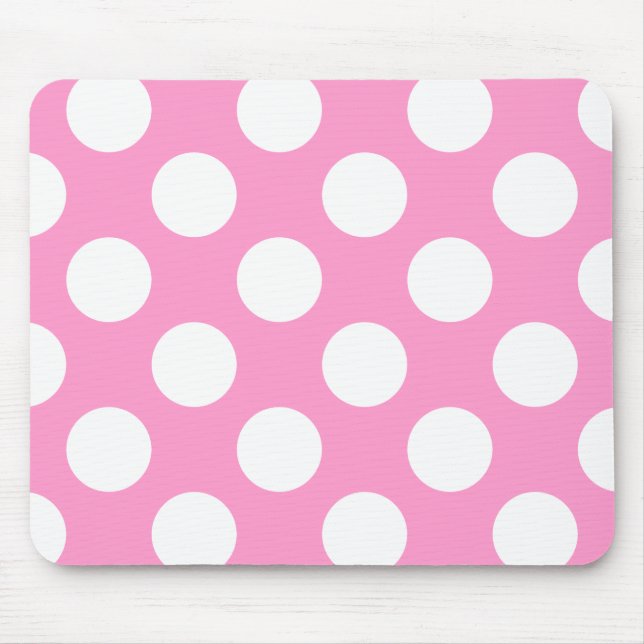 Pink and White Polka Dots Mouse Pad (Front)