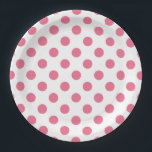 Pink and white polka dots paper plate<br><div class="desc">Pink and white polka dots</div>