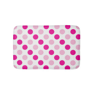 Pink and white polka dots pattern bath mat