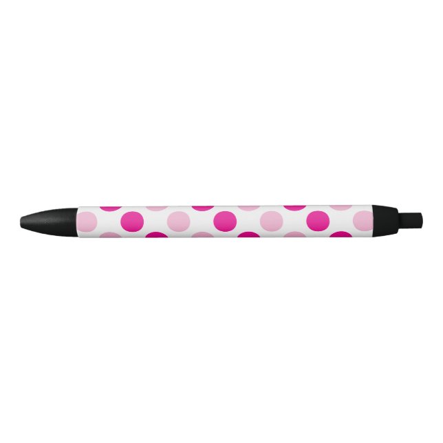 Pink and white polka dots pattern black ink pen (Front)