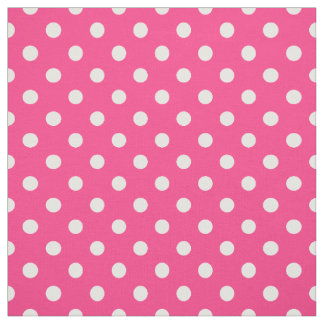 Pink and White Polka Dots Pattern Fabric