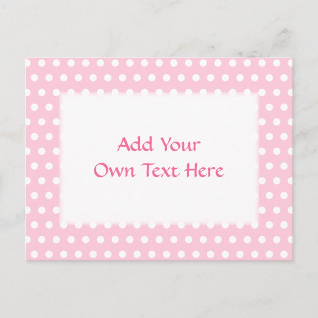 Pink and White Polka Dots Pattern. Postcard (Front)