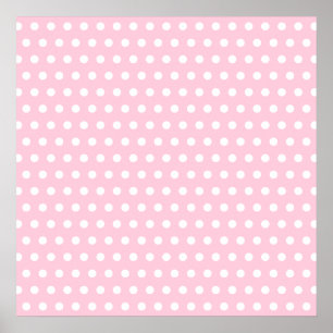 Pink and White Polka Dots Pattern. Poster