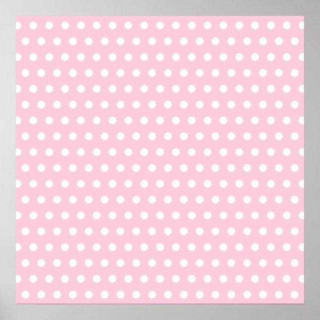 Pink and White Polka Dots Pattern. Poster (Front)