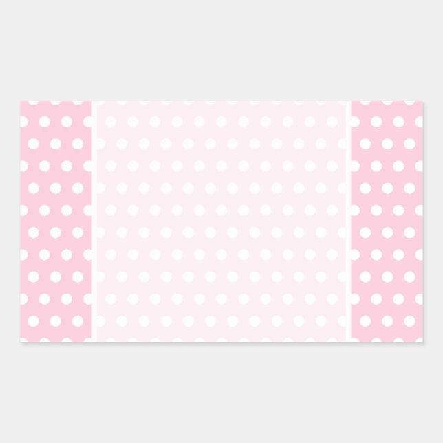 Pink and White Polka Dots Pattern. Rectangular Sticker (Front)