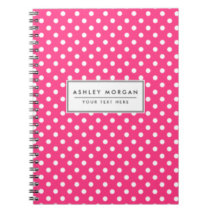 Pink and White Polka Dots Pattern Spiral Notebook