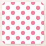 Pink and white polka dots square paper coaster<br><div class="desc">Pink and white polka dots</div>