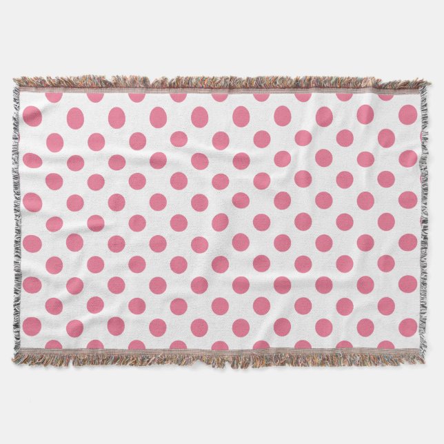 Pink and white polka dots throw blanket (Front)