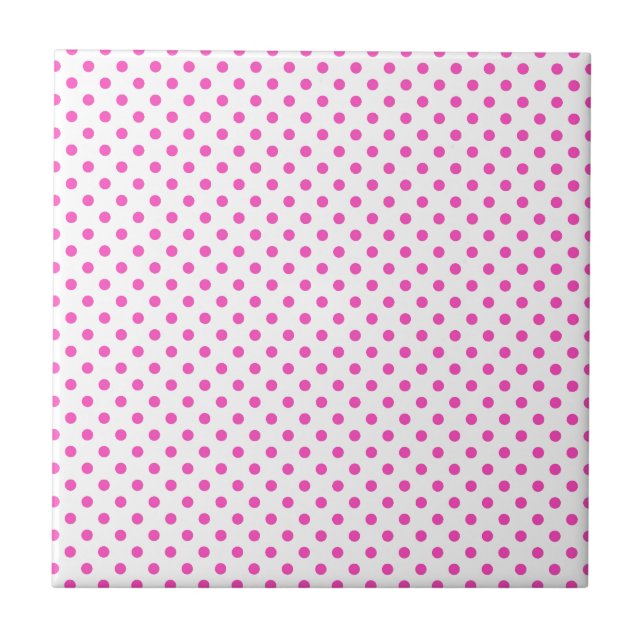 Pink and White Polka Dots Tile (Front)