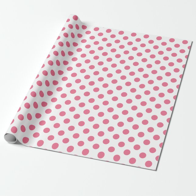 Pink and white polka dots wrapping paper (Unrolled)