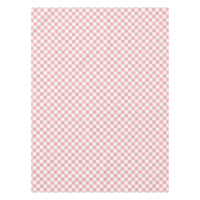 Pink and White Pretty Retro Checkers 50s Party Tablecloth (Front)