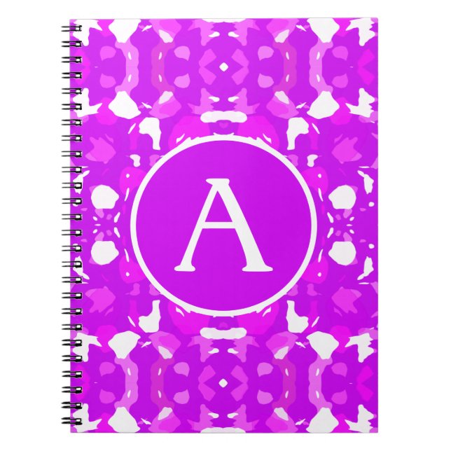 Pink and White Pretty Symmetrical Markings Letter Notebook (Front)