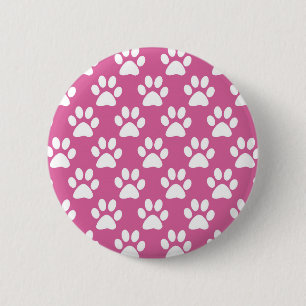 Pink and white puppy paws pattern 6 cm round badge