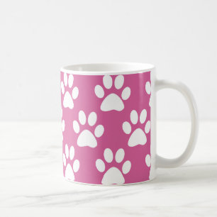 Pink and white puppy paws pattern coffee mug