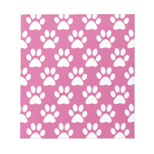 Pink and white puppy paws pattern notepad