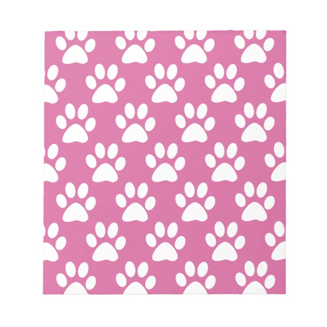 Pink and white puppy paws pattern notepad (Front)