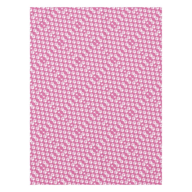 Pink and white puppy paws pattern tablecloth (Front)