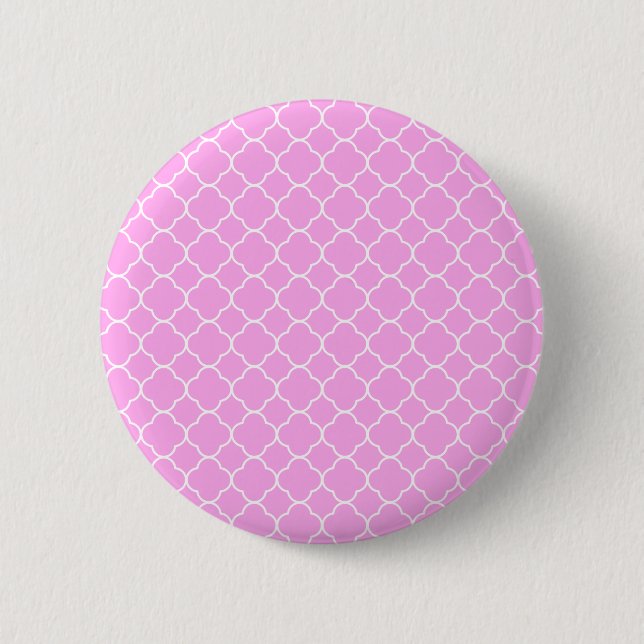 Pink And White Quatrefoil Pattern 6 Cm Round Badge (Front)
