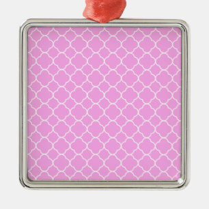 Pink And White Quatrefoil Pattern Metal Tree Decoration