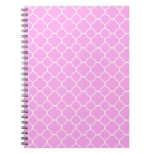 Pink And White Quatrefoil Pattern Notebook