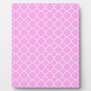 Pink And White Quatrefoil Pattern Plaque