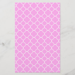 Pink And White Quatrefoil Pattern Stationery