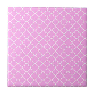 Pink And White Quatrefoil Pattern Tile