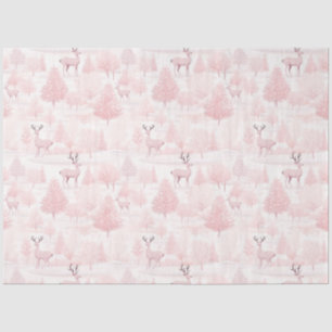 Pink and White Reindeer and Trees Christmas Tissue Paper