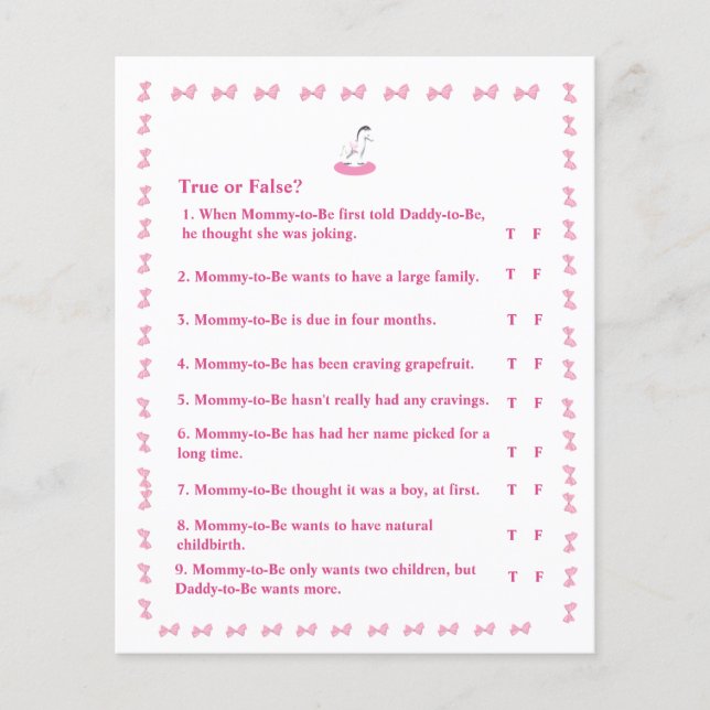 Pink and White Rocking Horse Customisable T/F Game Flyer (Front)