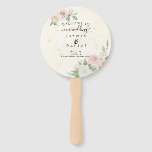 Pink and White Rose Dusky Blooms Program Fans
