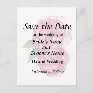 Pink and White Roses Announcement Postcard
