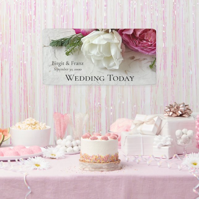 Pink and white roses banner (Party)