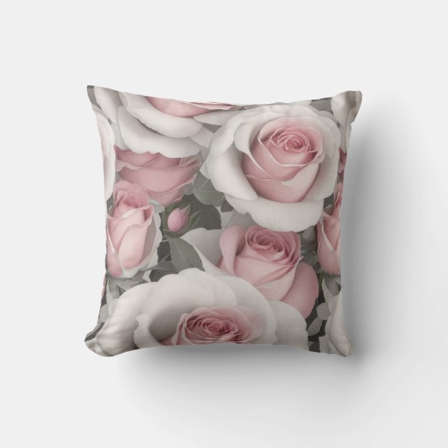 Pink and White Roses Cushion (Front)