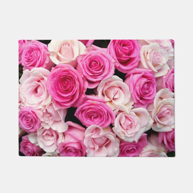 Pink and White Roses Doormat (Front)