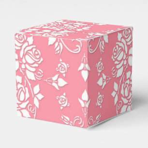 Pink and White Roses Floral Damask Pattern Favour Box
