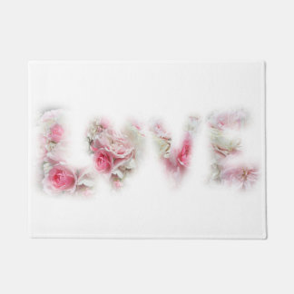 Pink and White Roses LOVE Mat