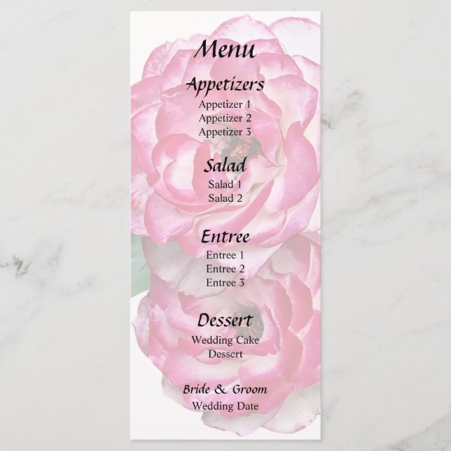 Pink and White Roses Menu (Front)