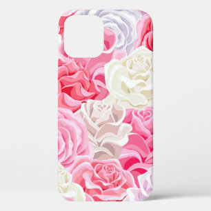 pink and white roses seamless pattern. Flowers tex iPhone 12 Case