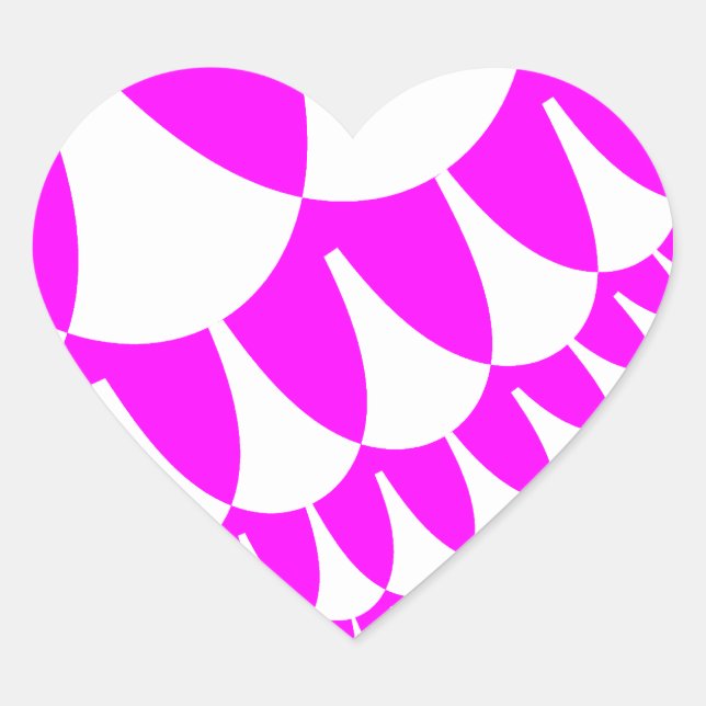 Pink and White Scales Heart Sticker (Front)