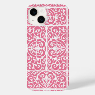 Pink and white scrollwork  Case-Mate iPhone 14 case