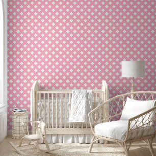 Pink and White Shabby Chic Lattice Pattern Wallpaper