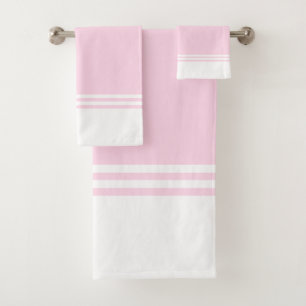 Pink and White simple striped Bath Towel Set