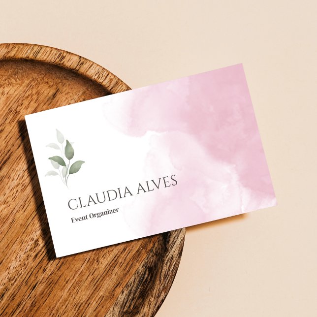 Pink And White Simple Watercolor Business Card (Creator Uploaded)