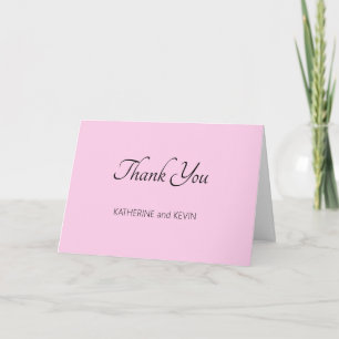 Pink and White Simple Wedding Thank You Card