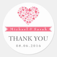 Pink and White Small Hearts Wedding Favour Sticker