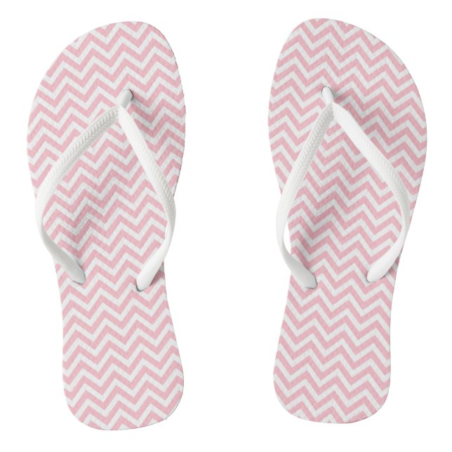 Pink and White Small Size Chevron Stripes Jandals (Footbed)